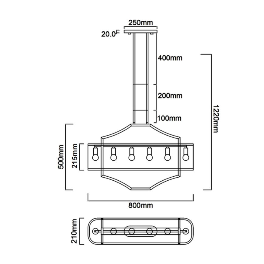 Open Design OR84849 - Luster na šipci GERDO OVALE 6xE14/12W/230V sjajni hrom/bela