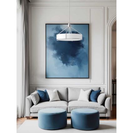 Open Design OR85624 - Luster na šipci DORETTO 4xE27/15W/230V prečnik 50 cm mat hrom/bela