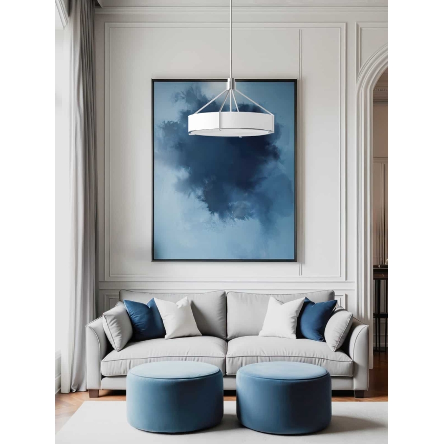 Open Design OR85624 - Luster na šipci DORETTO 4xE27/15W/230V prečnik 50 cm mat hrom/bela
