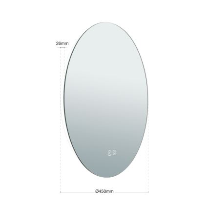 LED zidno kupatilsko ogledalo sa grejanjem i pozadinskim osvetljenjem FOCUS LED/18W/230V 3000/4200/6000K prečnik 45 cm IP44