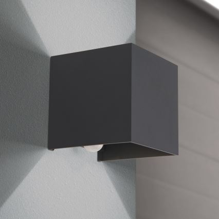 LED spoljašnje zidno svetlo sa senzorom pokreta i senzorom sumraka CUBE-S LED/13W/230V IP54 antracit