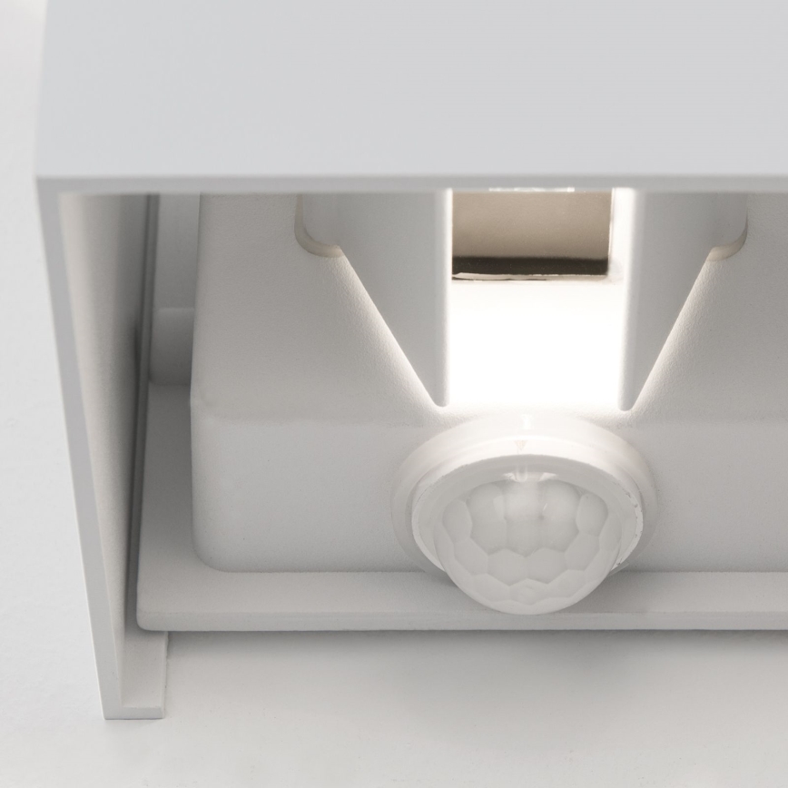 LED spoljašnje zidno svetlo sa senzorom pokreta i sumraka CUBE-S LED/13W/230V IP54 belo