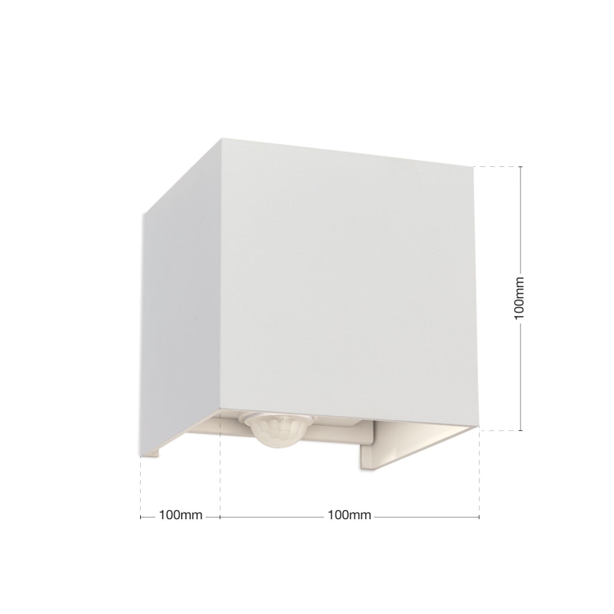 LED spoljašnje zidno svetlo sa senzorom pokreta i sumraka CUBE-S LED/13W/230V IP54 belo