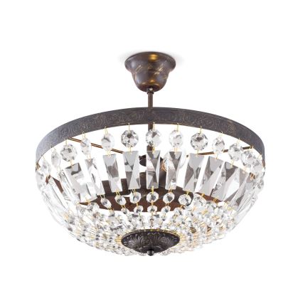 Kristalni luster na šipci ARILA 3xE14/40W/230V prečnik 40 cm braon/patina