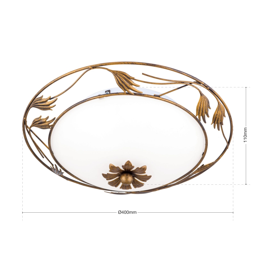 Plafonska lampa FLEUR 2xE27/60W/230V, prečnik 40 cm, bronza