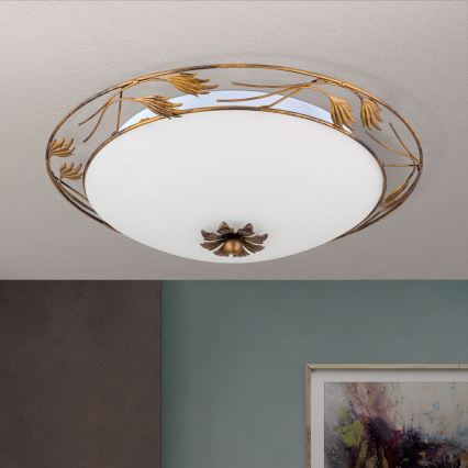 Stropno svetlo FLEUR 3xE27/60W/230V, prečnik 50 cm, bronza