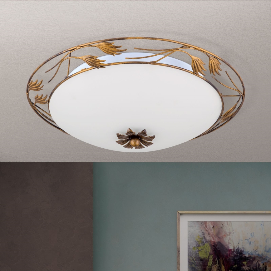 Stropno svetlo FLEUR 3xE27/60W/230V, prečnik 50 cm, bronza