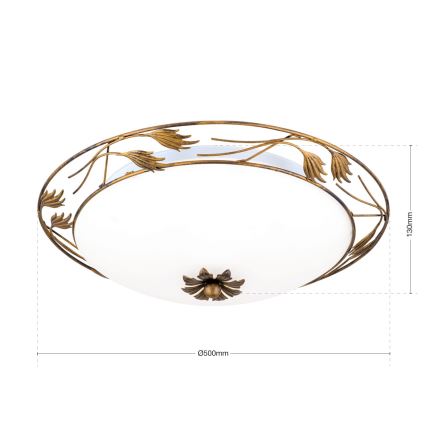 Stropno svetlo FLEUR 3xE27/60W/230V, prečnik 50 cm, bronza