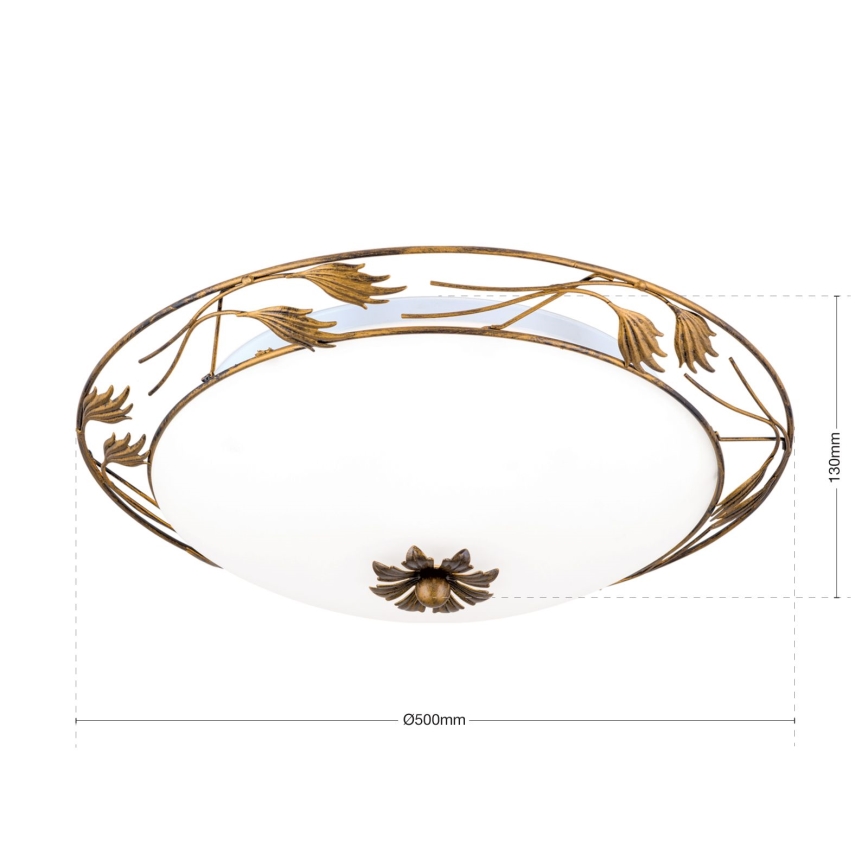 Stropno svetlo FLEUR 3xE27/60W/230V, prečnik 50 cm, bronza