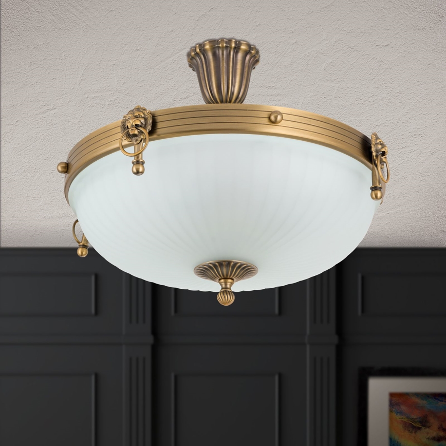 Plafonski luster ROCCA 4xE27/60W/230V, prečnik 43 cm, bronza/bela