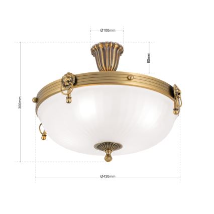 Plafonski luster ROCCA 4xE27/60W/230V, prečnik 43 cm, bronza/bela