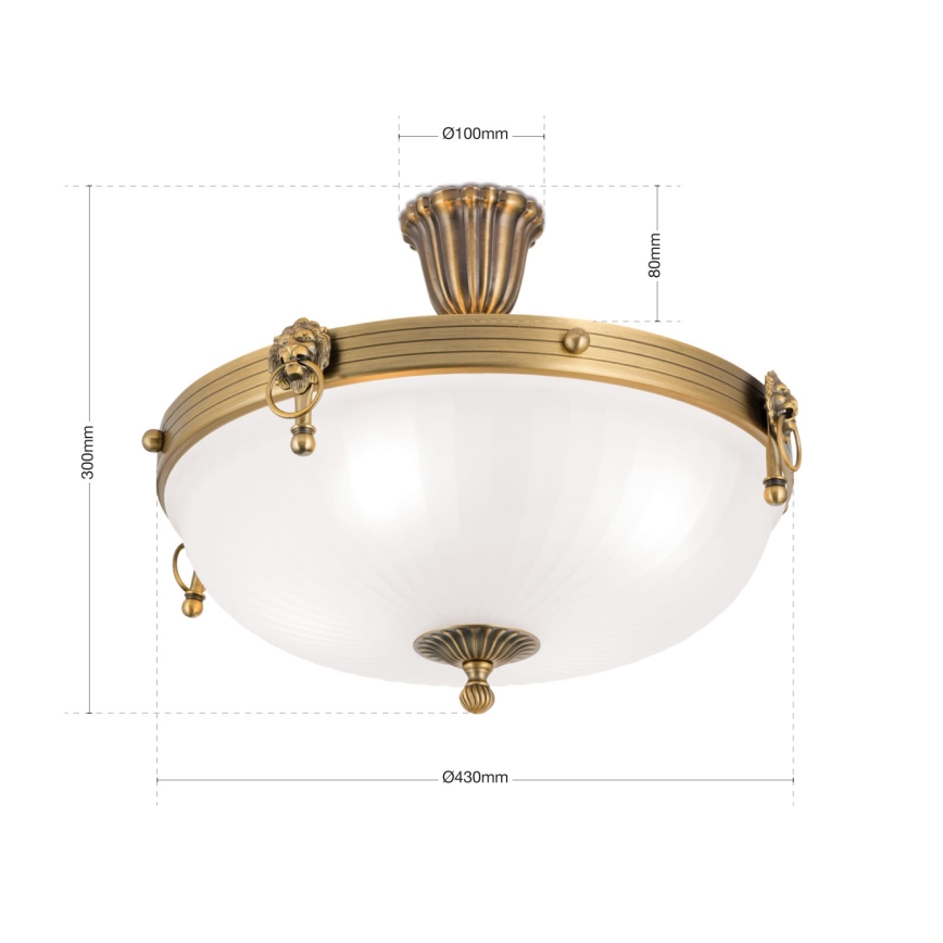 Plafonski luster ROCCA 4xE27/60W/230V, prečnik 43 cm, bronza/bela