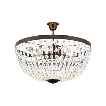 Kristalni luster na šipci ARILA 6xE27/60W/230V prečnik 60 cm braon/patina