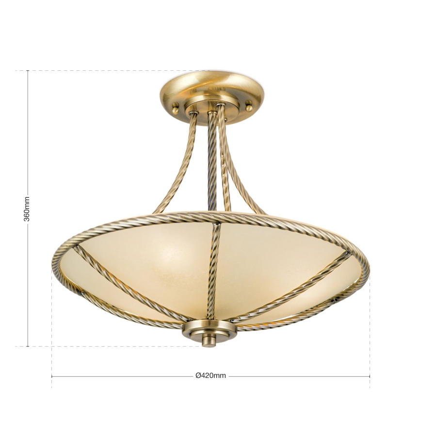 Luster na šipci MAURO 3xE27/60W/230V, prečnik 42 cm, bronza