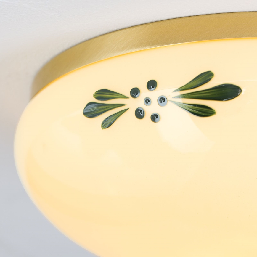 Plafonsko svetlo LANDHAUS 1xE27/60W/230V, prečnik 21 cm, mesing/bež