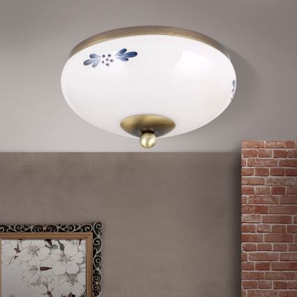 Plafonsko svetlo LANDHAUS 1xE27/60W/230V, prečnika 21 cm, bronza/bela