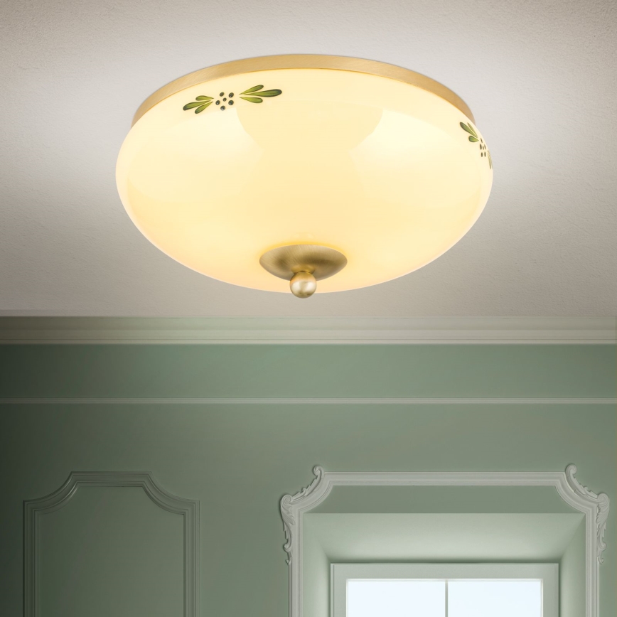 Plafonsko svetlo LANDHAUS 2xE27/60W/230V prečnik 28 cm mesing/bež