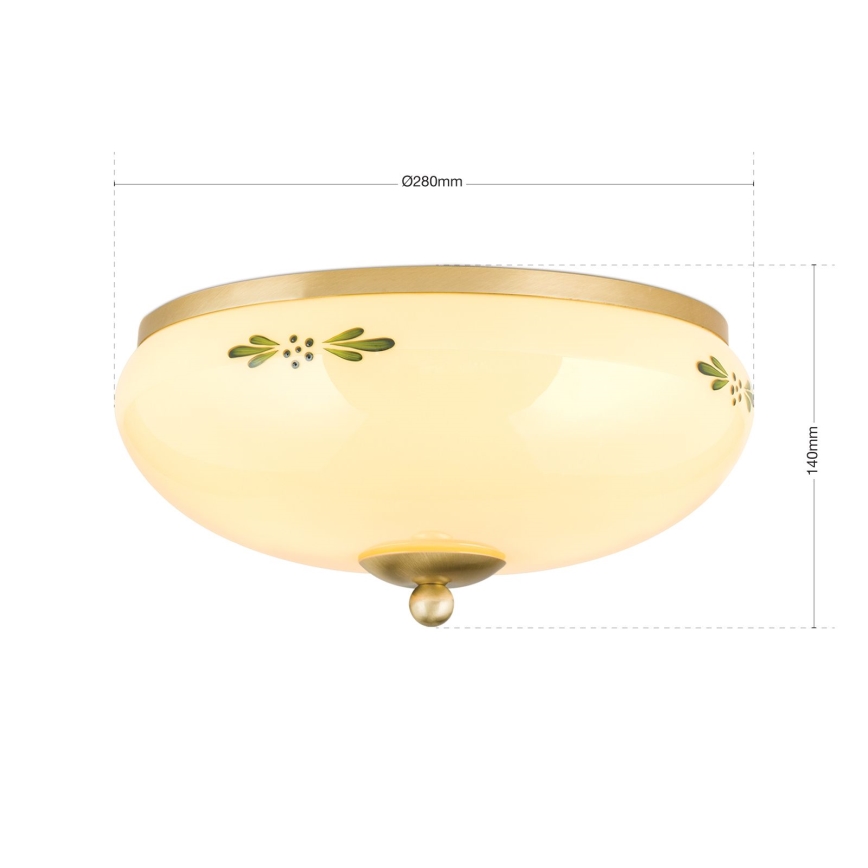 Plafonsko svetlo LANDHAUS 2xE27/60W/230V prečnik 28 cm mesing/bež