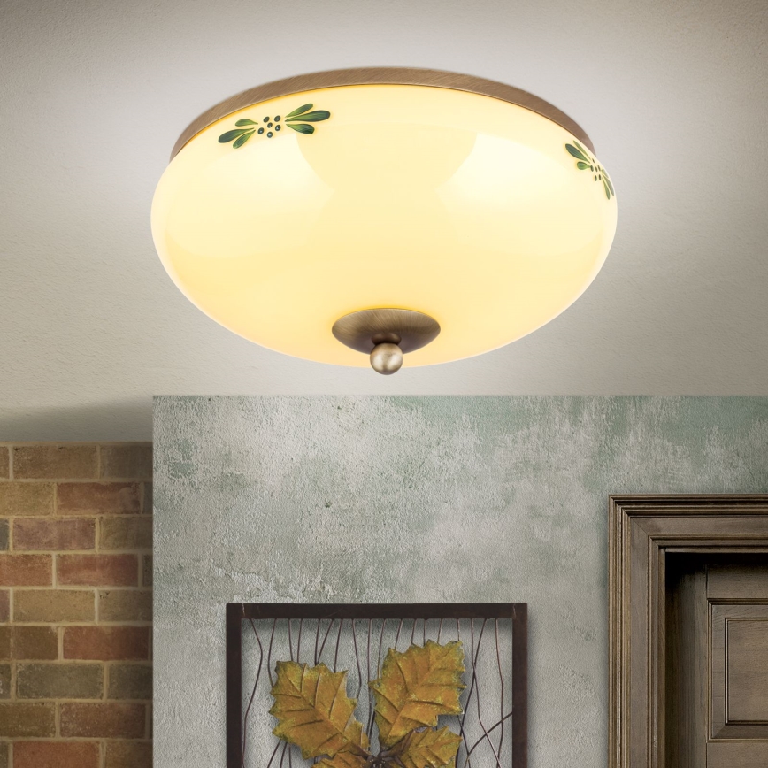 Plafonsko svetlo LANDHAUS 2xE27/60W/230V prečnik 28 cm bronza/bež