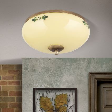 Plafonsko svetlo LANDHAUS 2xE27/60W/230V prečnik 28 cm bronza/bež
