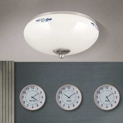 Plafonsko svetlo LANDHAUS 2xE27/60W/230V prečnik 28 cm mat hrom/bela