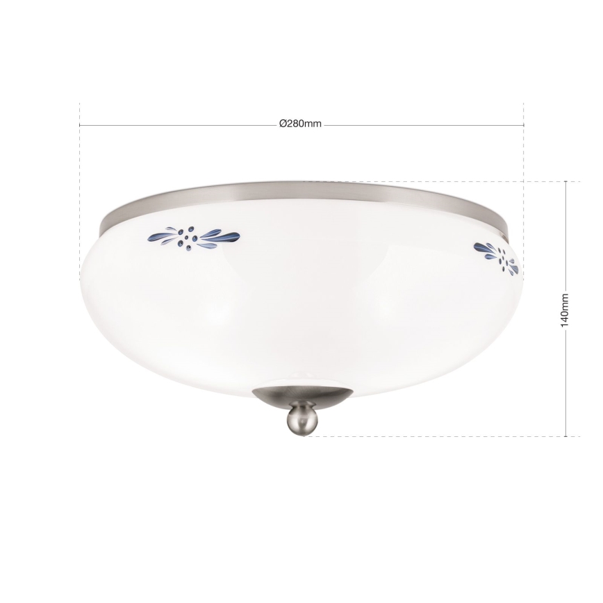 Plafonsko svetlo LANDHAUS 2xE27/60W/230V prečnik 28 cm mat hrom/bela