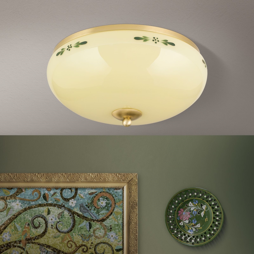 Plafonsko svetlo LANDHAUS 3xE27/60W/230V prečnik 35 cm mesing/bež