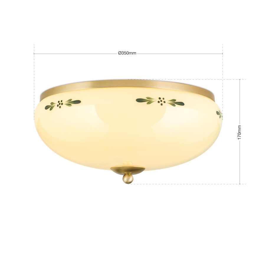 Plafonsko svetlo LANDHAUS 3xE27/60W/230V prečnik 35 cm mesing/bež