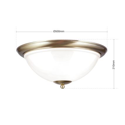 Plafonsko svetlo AUSTRIAN OLD LAMP 3xE27/60W/230V Ø 50 cm bronza/bela