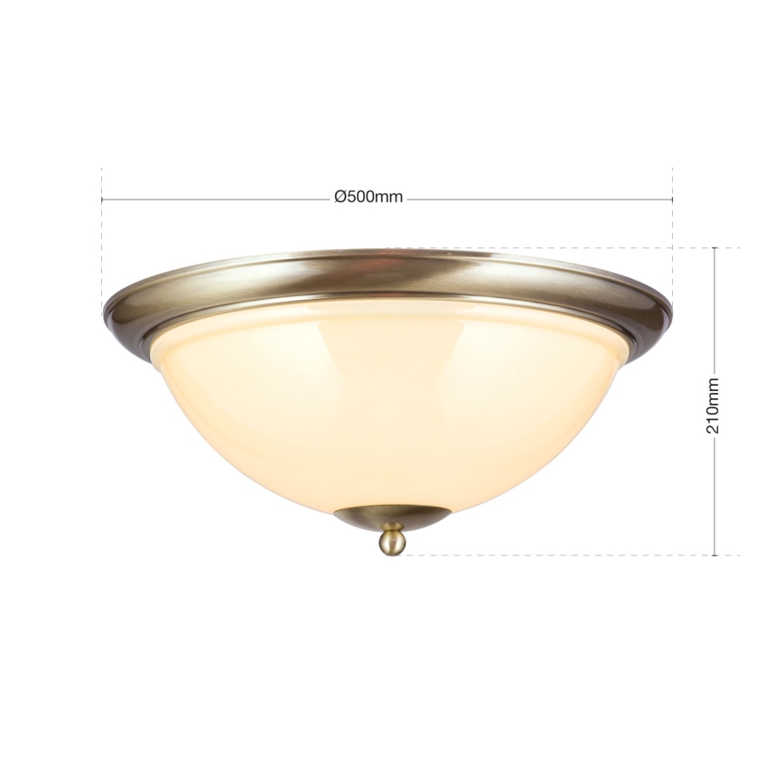 Plafonska svetiljka AUSTRIAN OLD LAMP 3xE27/60W/230V Ø 50 cm bronza/bež
