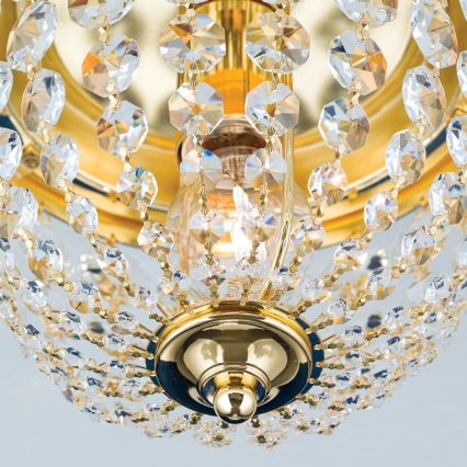 Kristalno stropno svetlo PLAFOND 1xE27/40W/230V prečnik 26 cm zlatno