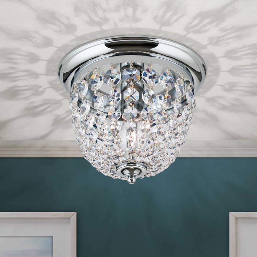 Kristalna plafonska svetiljka PLAFOND 1xE27/40W/230V prečnik 26 cm sjajni hrom