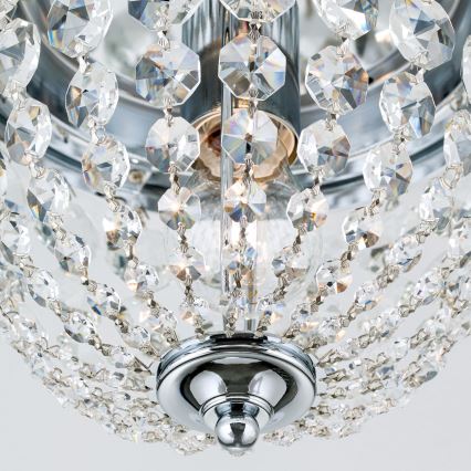 Kristalna plafonska svetiljka PLAFOND 1xE27/40W/230V prečnik 26 cm sjajni hrom