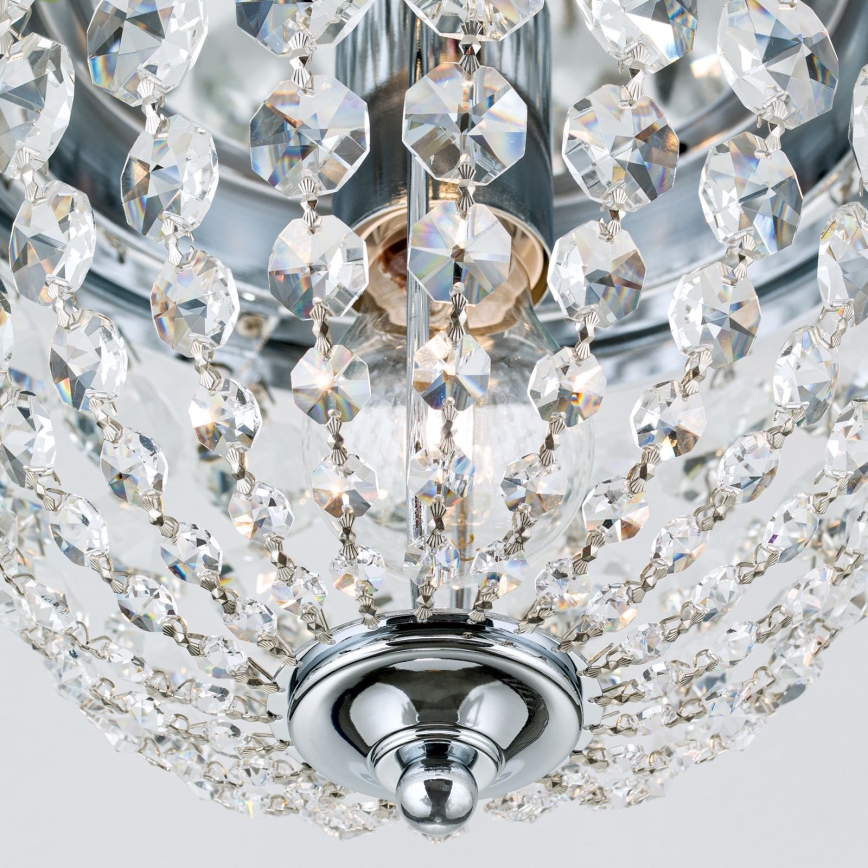 Kristalna plafonska svetiljka PLAFOND 1xE27/40W/230V prečnik 26 cm sjajni hrom