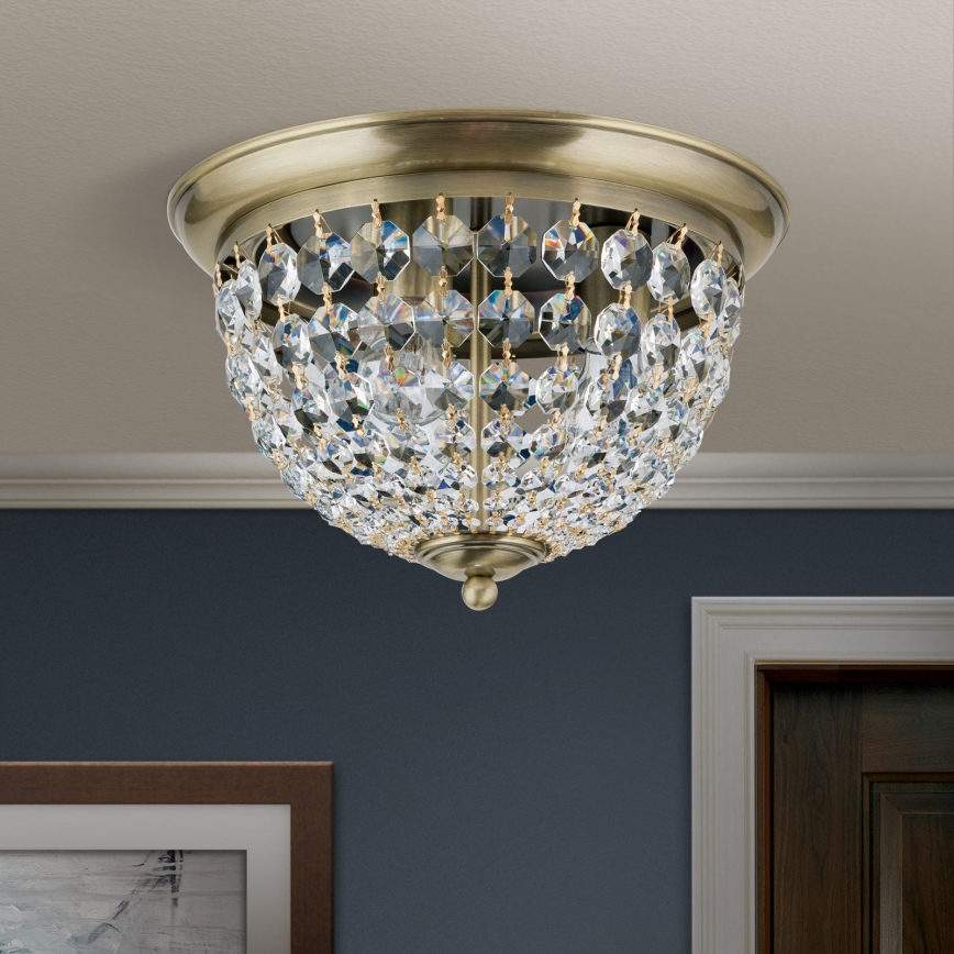 Kristalno plafonsko svetlo PLAFOND 3xE27/40W/230V, prečnik 35 cm, bronza