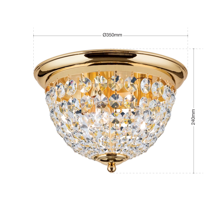 Kristalna plafonska svetiljka PLAFOND 3xE27/40W/230V prečnik 35 cm zlatna