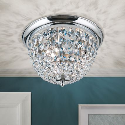 Krištalno plafonsko svetlo PLAFOND 3xE27/40W/230V prečnik 35 cm sjajni hrom