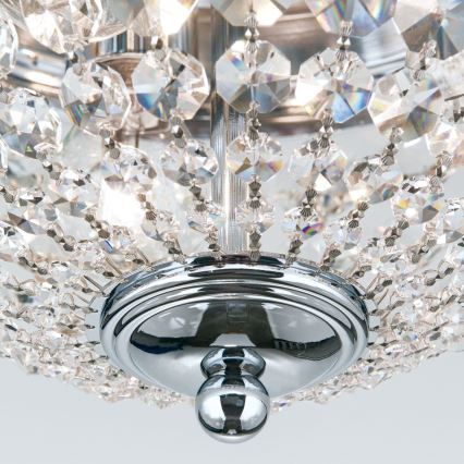 Krištalno plafonsko svetlo PLAFOND 3xE27/40W/230V prečnik 35 cm sjajni hrom