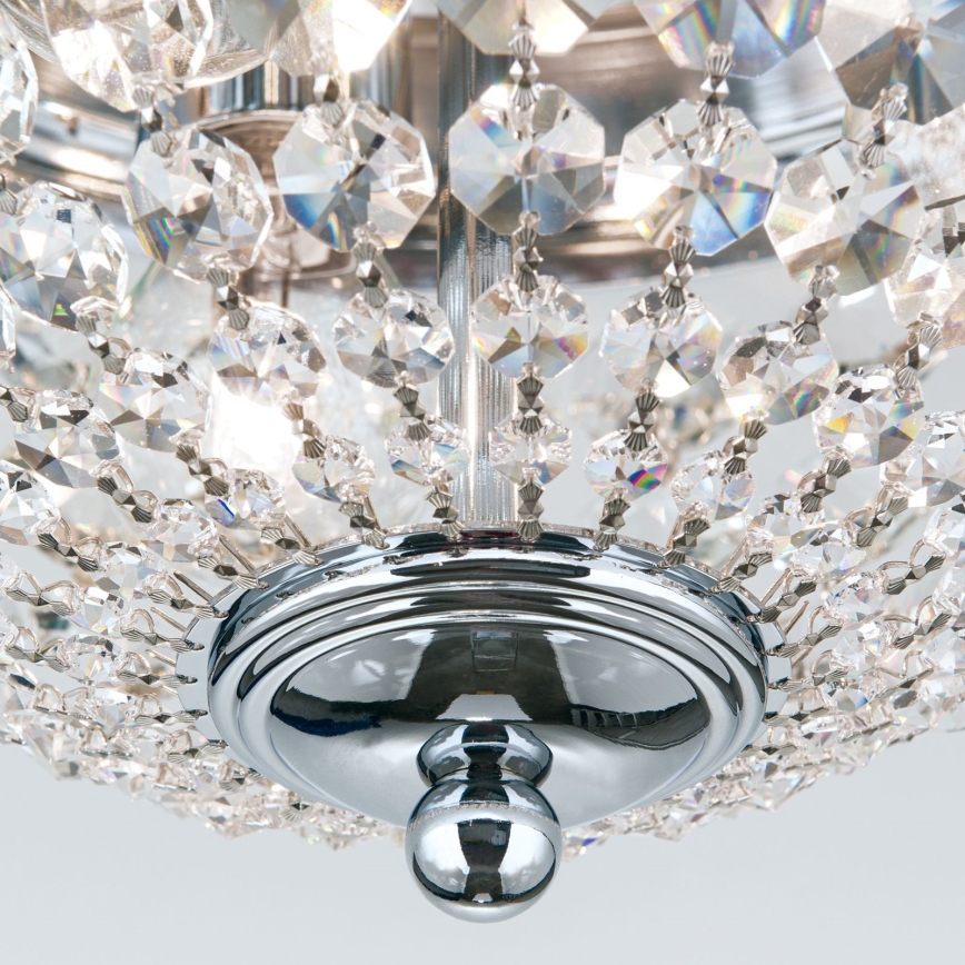 Krištalno plafonsko svetlo PLAFOND 3xE27/40W/230V prečnik 35 cm sjajni hrom