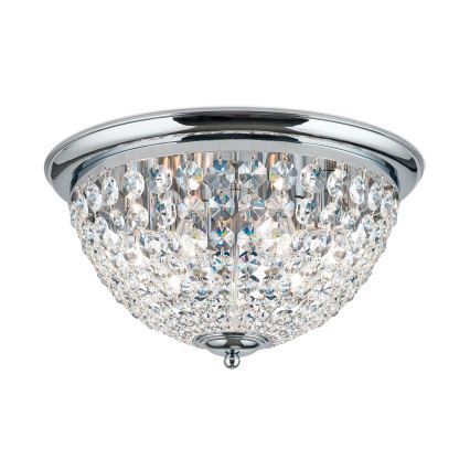 Kristalno stropno svetlo PLAFOND 6xE27/40W/230V prečnik 47 cm sjajni hrom