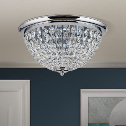 Kristalno stropno svetlo PLAFOND 6xE27/40W/230V prečnik 47 cm sjajni hrom