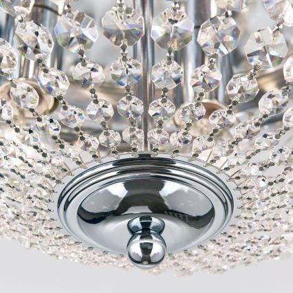 Kristalno stropno svetlo PLAFOND 6xE27/40W/230V prečnik 47 cm sjajni hrom