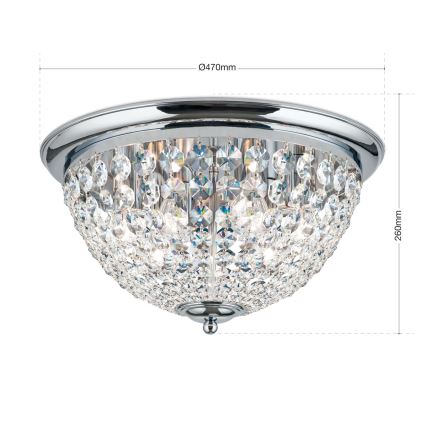 Kristalno stropno svetlo PLAFOND 6xE27/40W/230V prečnik 47 cm sjajni hrom