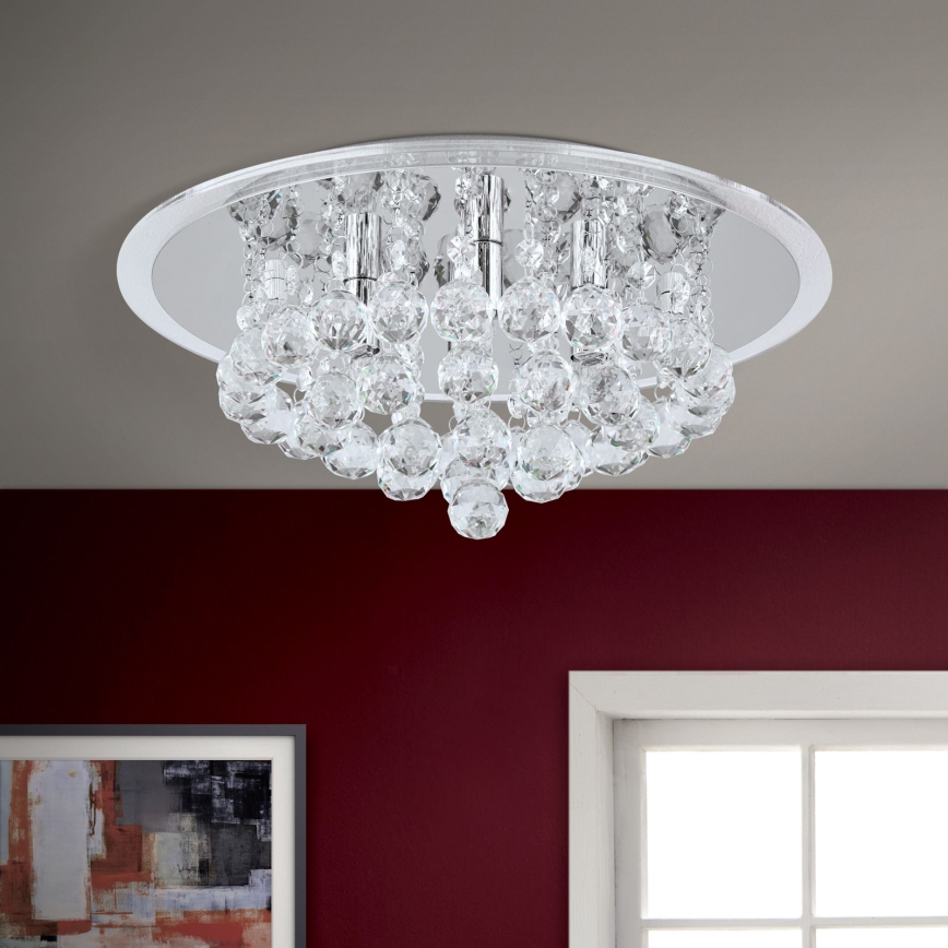 Kristalno plafonsko svetlo GLORIA 4xG9/40W/230V Ø 38 cm prozirno/sjajni hrom
