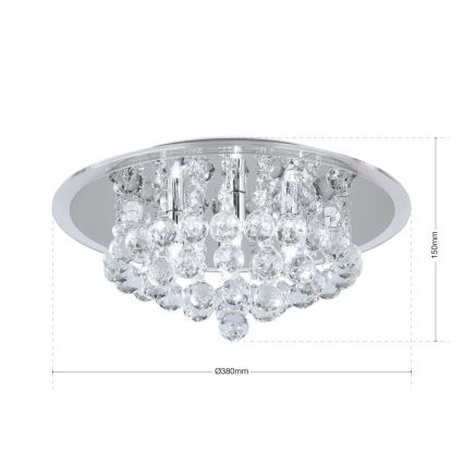 Kristalno plafonsko svetlo GLORIA 4xG9/40W/230V Ø 38 cm prozirno/sjajni hrom