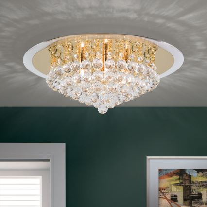 Kristalno plafonsko svetlo GLORIA 6xG9/40W/230V prečnik 50 cm zlatno