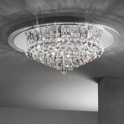 Kristalno plafonsko svetlo GLORIA 9xG9/40W/230V Ø 62 cm prozirno/sjajni hrom