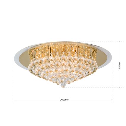 Kristalna plafonska svetiljka GLORIA 9xG9/40W/230V prečnik 62 cm zlatna