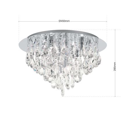 Kristalno plafonsko svetlo CELESTE 6xG9/40W/230V prečnik 45 cm sjajni hrom