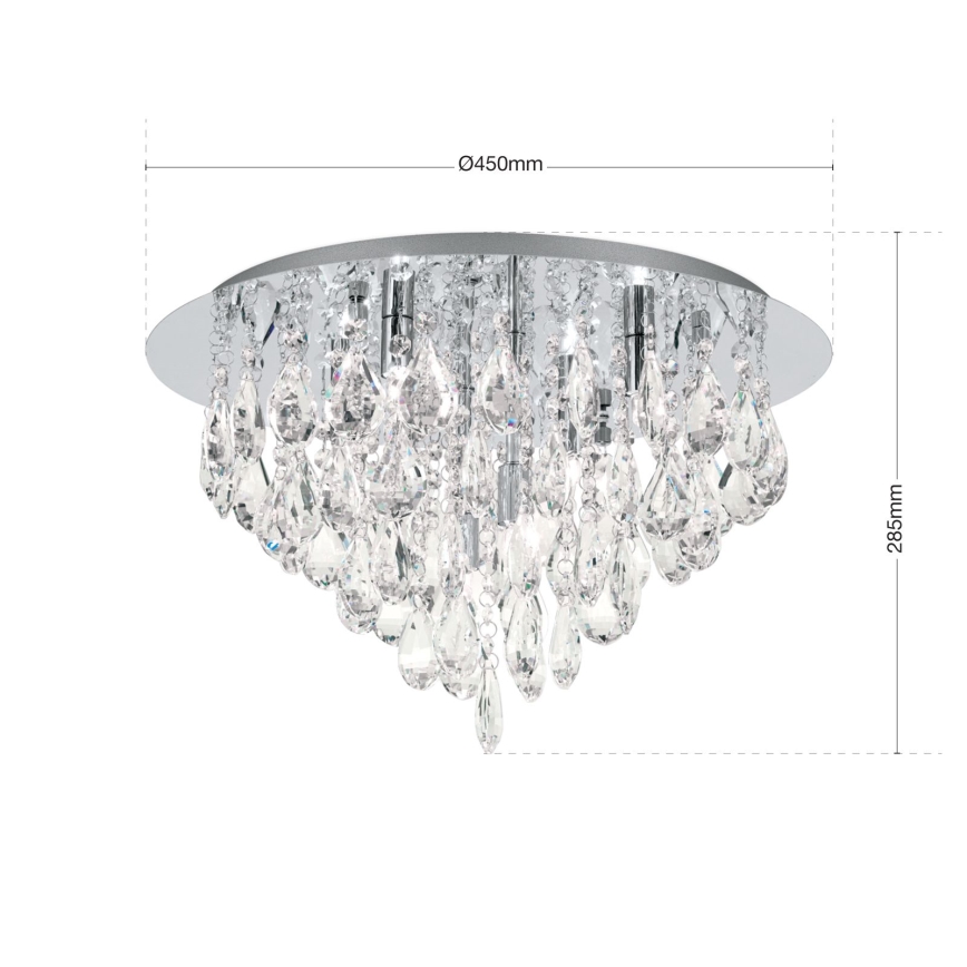 Kristalno plafonsko svetlo CELESTE 6xG9/40W/230V prečnik 45 cm sjajni hrom